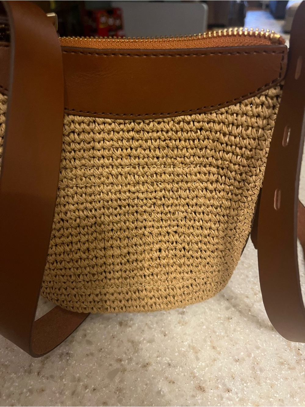 rag & bone Brown Woven Crossbody Straw Bag - Picture 3 of 3